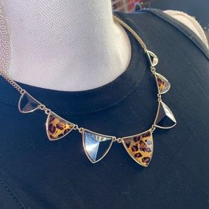 Beautiful Cheetah and Black Gem Stone Necklace